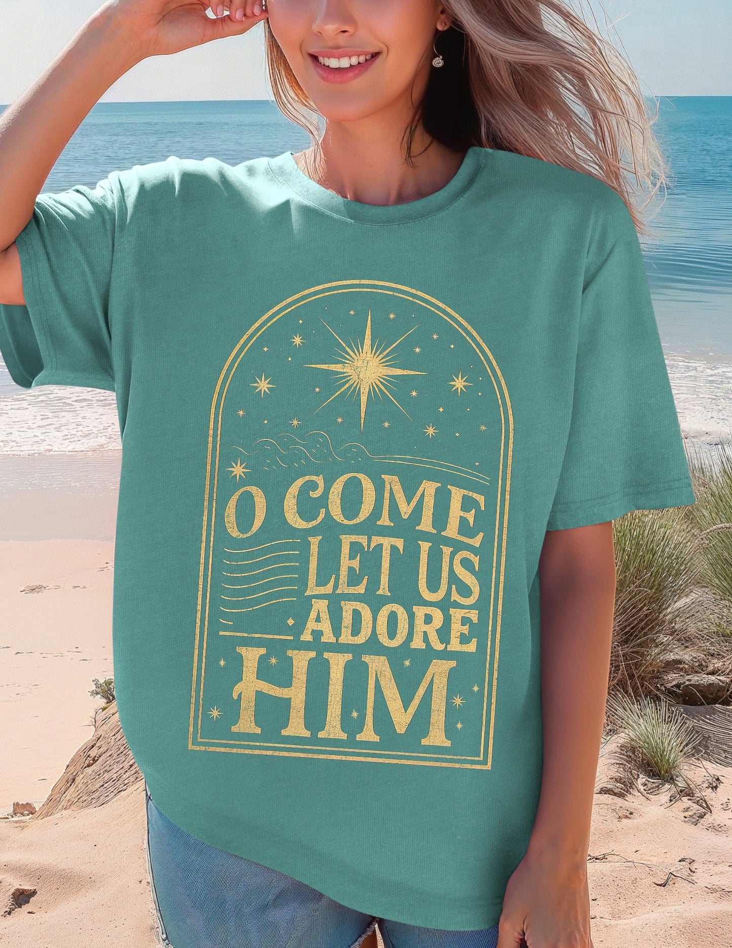 O Come Let Us Adore Him_Gold T-Shirt