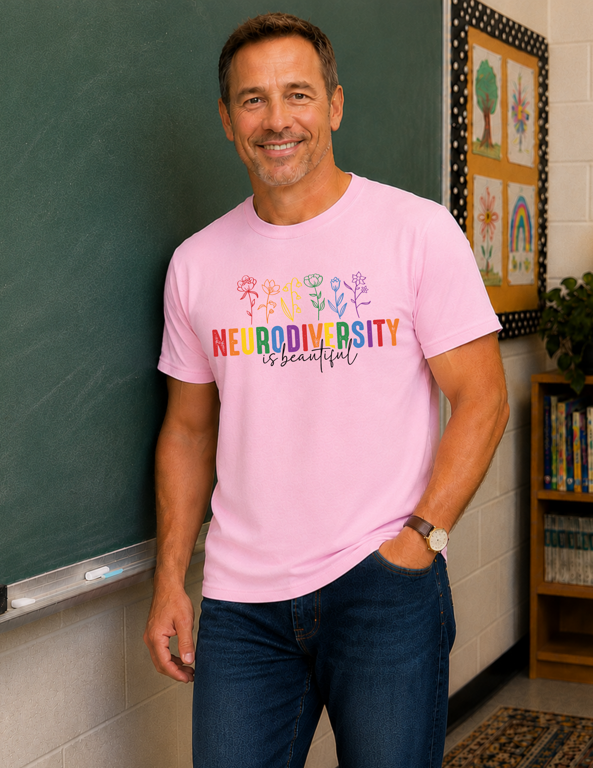 Neurodiversity Is Beautiful Flowers T-Shirt | ADULT