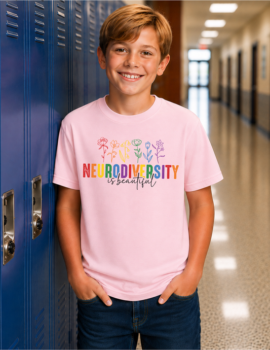 Neurodiversity Is Beautiful Flowers T-Shirt | YOUTH