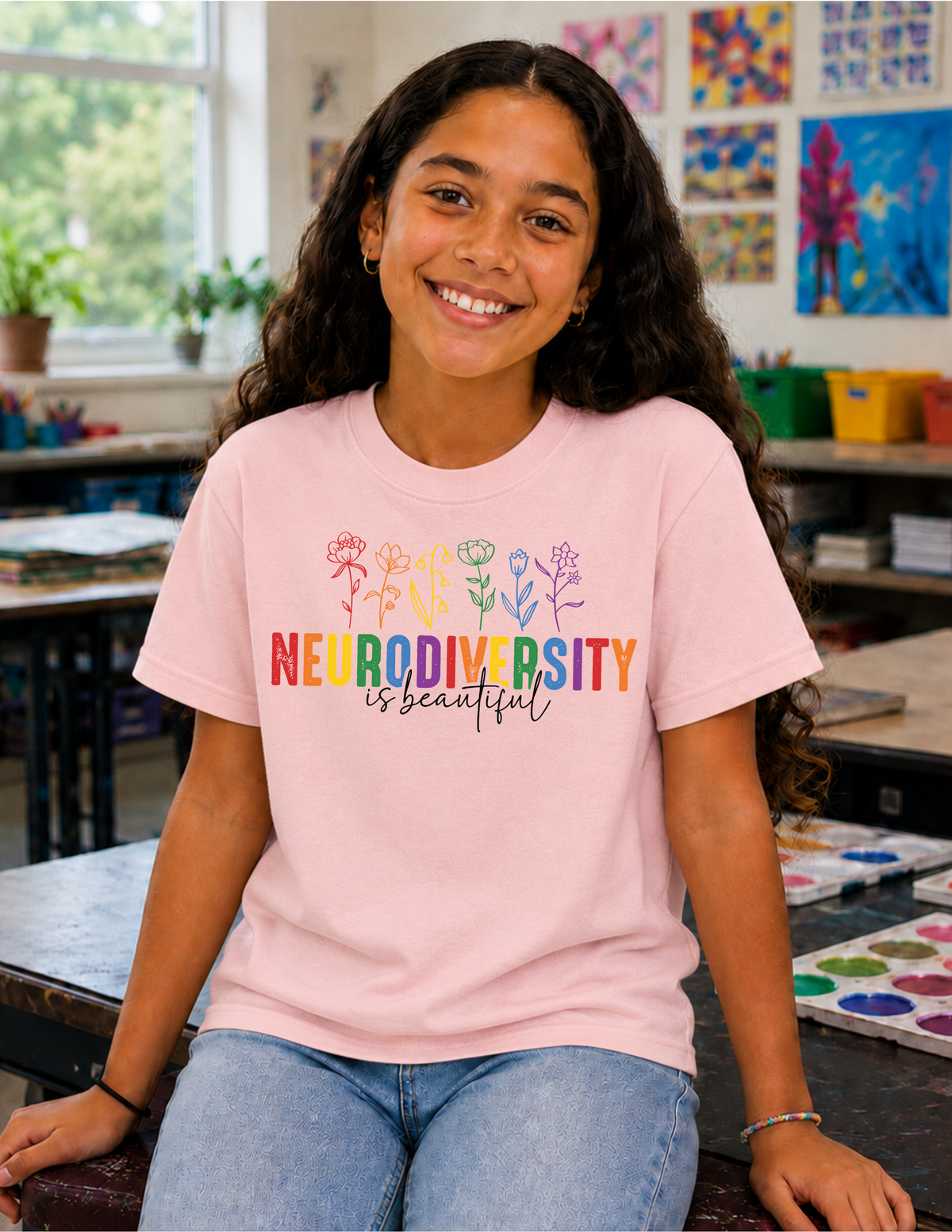 Neurodiversity Is Beautiful Flowers T-Shirt | YOUTH