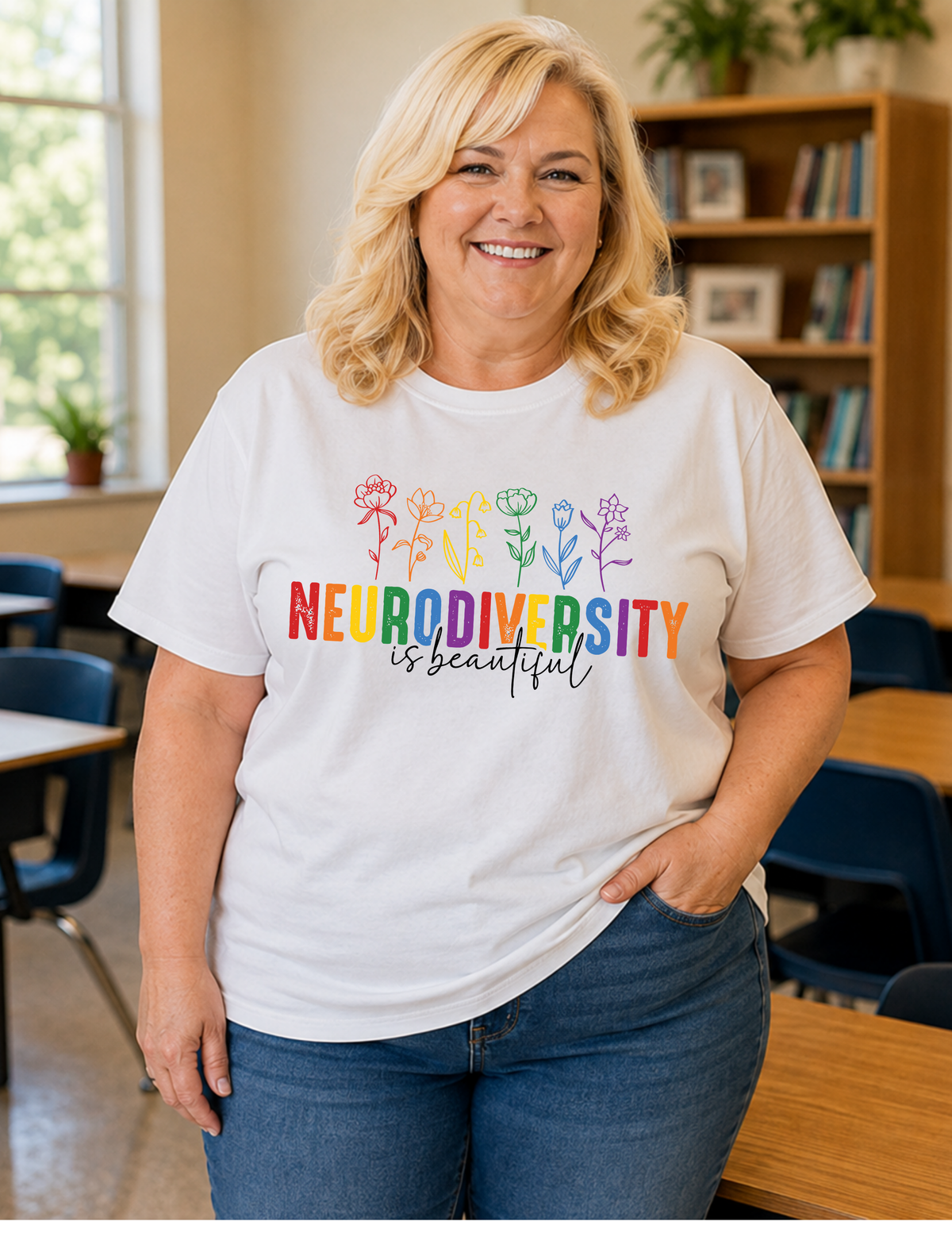 Neurodiversity Is Beautiful Flowers T-Shirt | ADULT