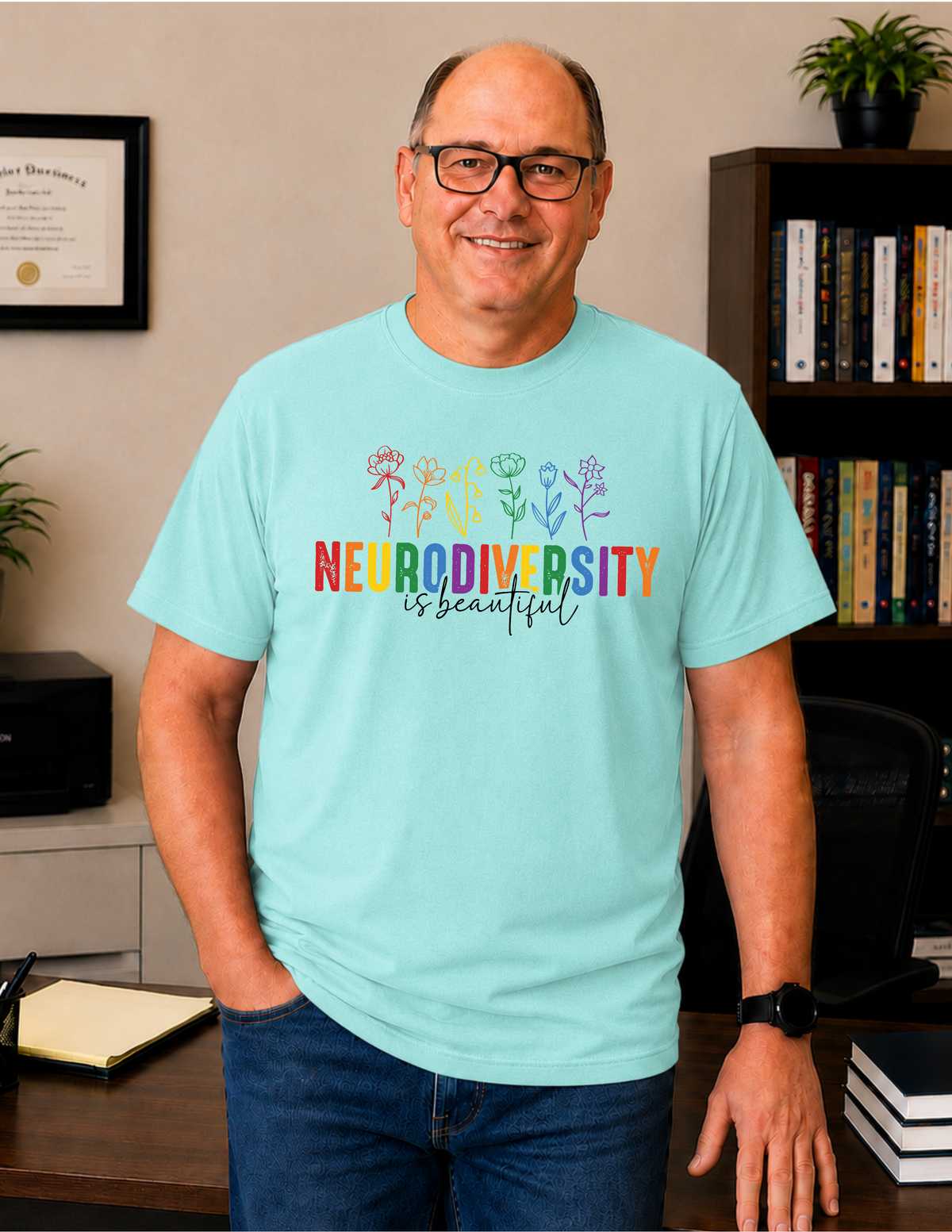 Neurodiversity Is Beautiful Flowers T-Shirt | ADULT
