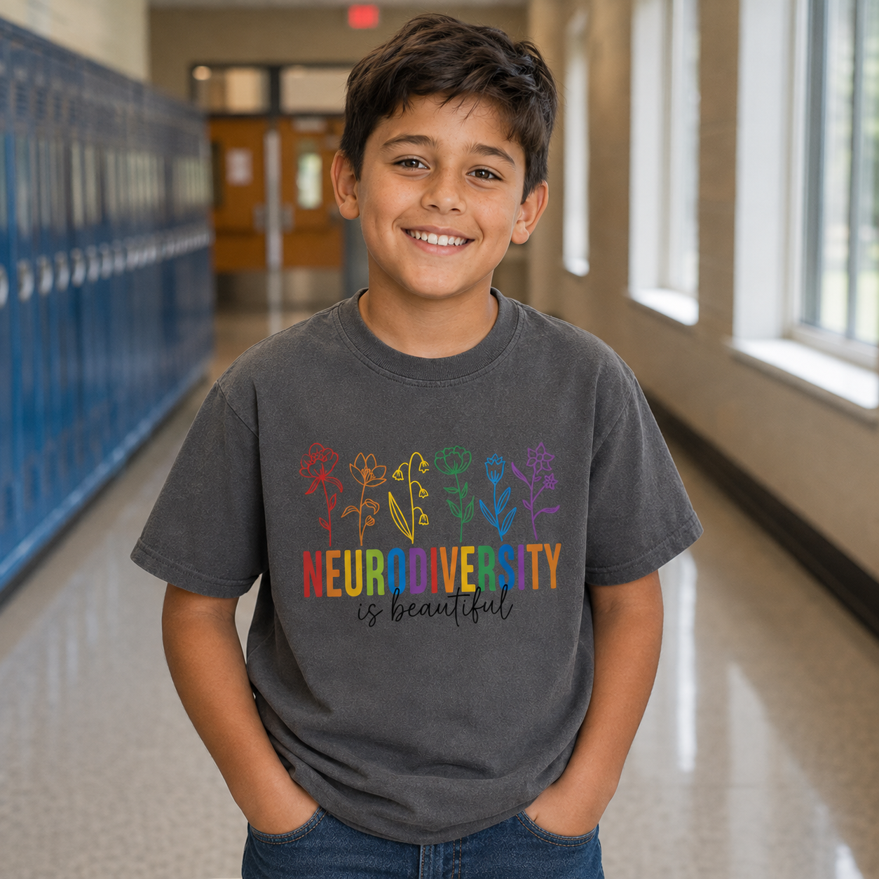Neurodiversity Is Beautiful Flowers Classic T-Shirt | YOUTH