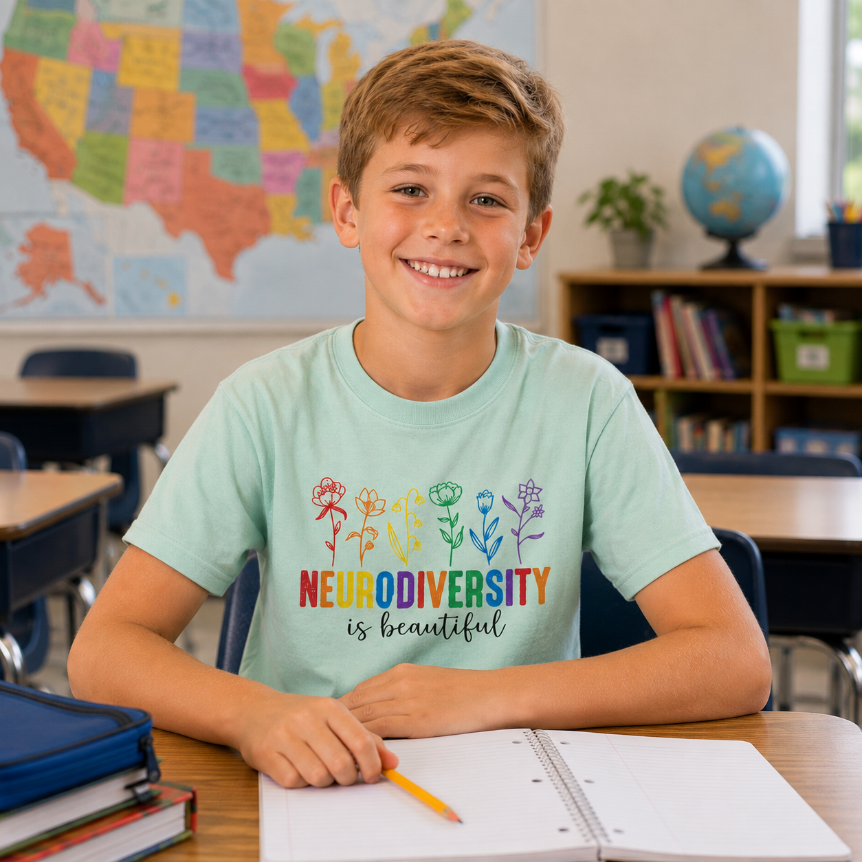 Neurodiversity Is Beautiful Flowers Classic T-Shirt | YOUTH