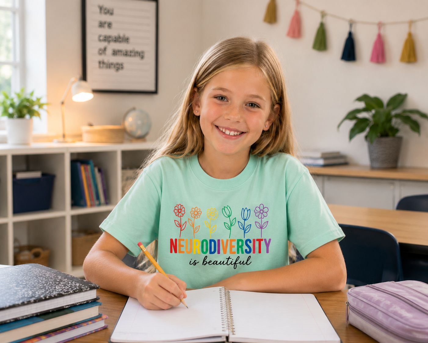 Neurodiversity Is Beautiful Flowers Classic T-Shirt | YOUTH