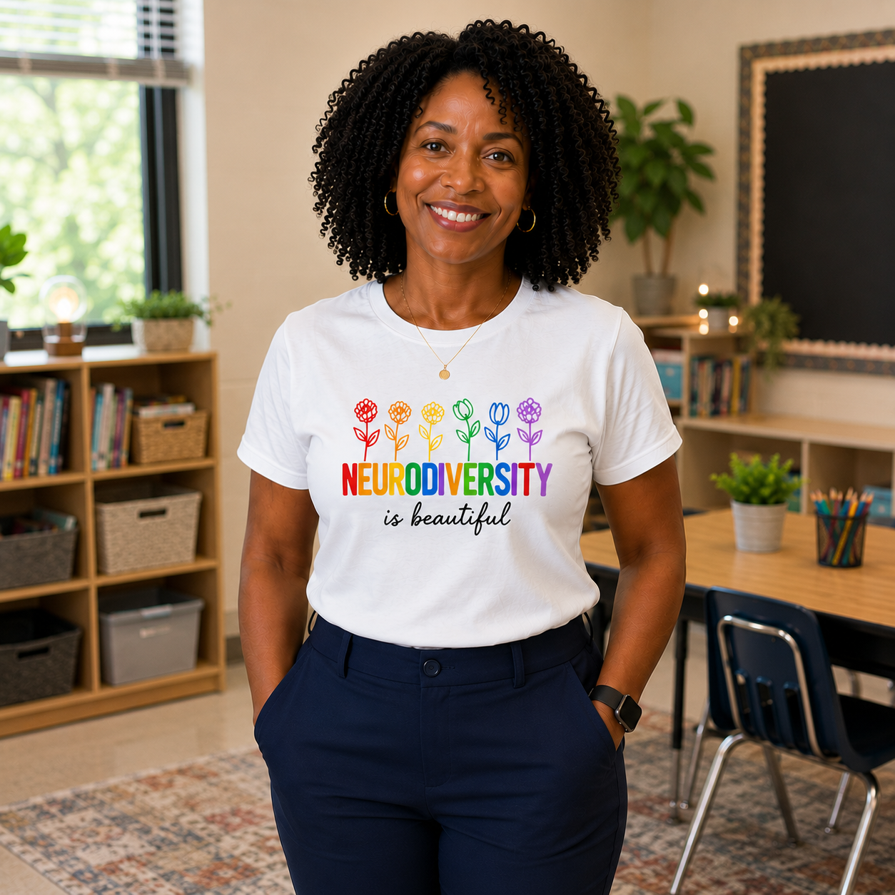 Neurodiversity Is Beautiful Flowers Classic T-Shirt | ADULT