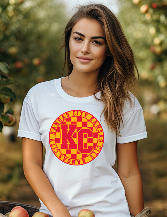 KC Chiefs Checkered Circle T-Shirt