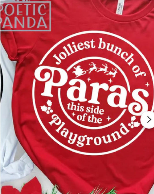Jolliest Paras T-Shirt (Red w/White Text)