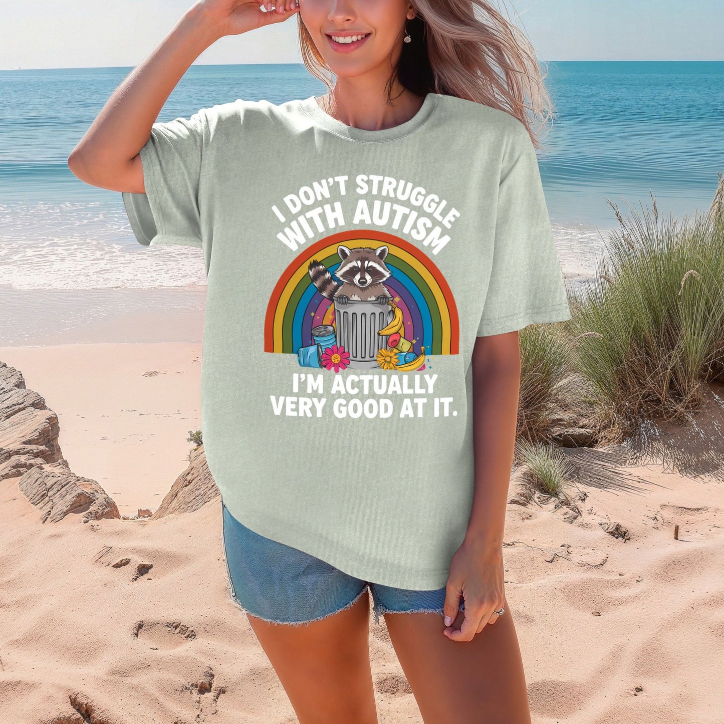 I Don’t Struggle With Autism Raccoon T-Shirt | ADULT