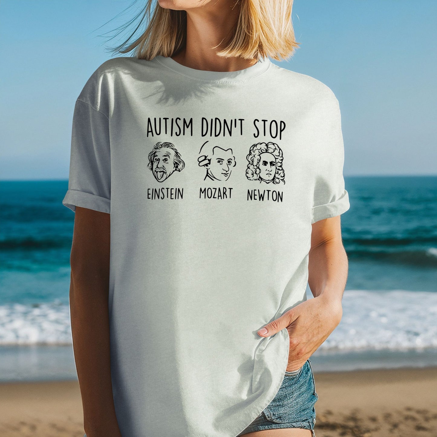 Einstein Mozart Newton Autism Awareness T-Shirt ADULT