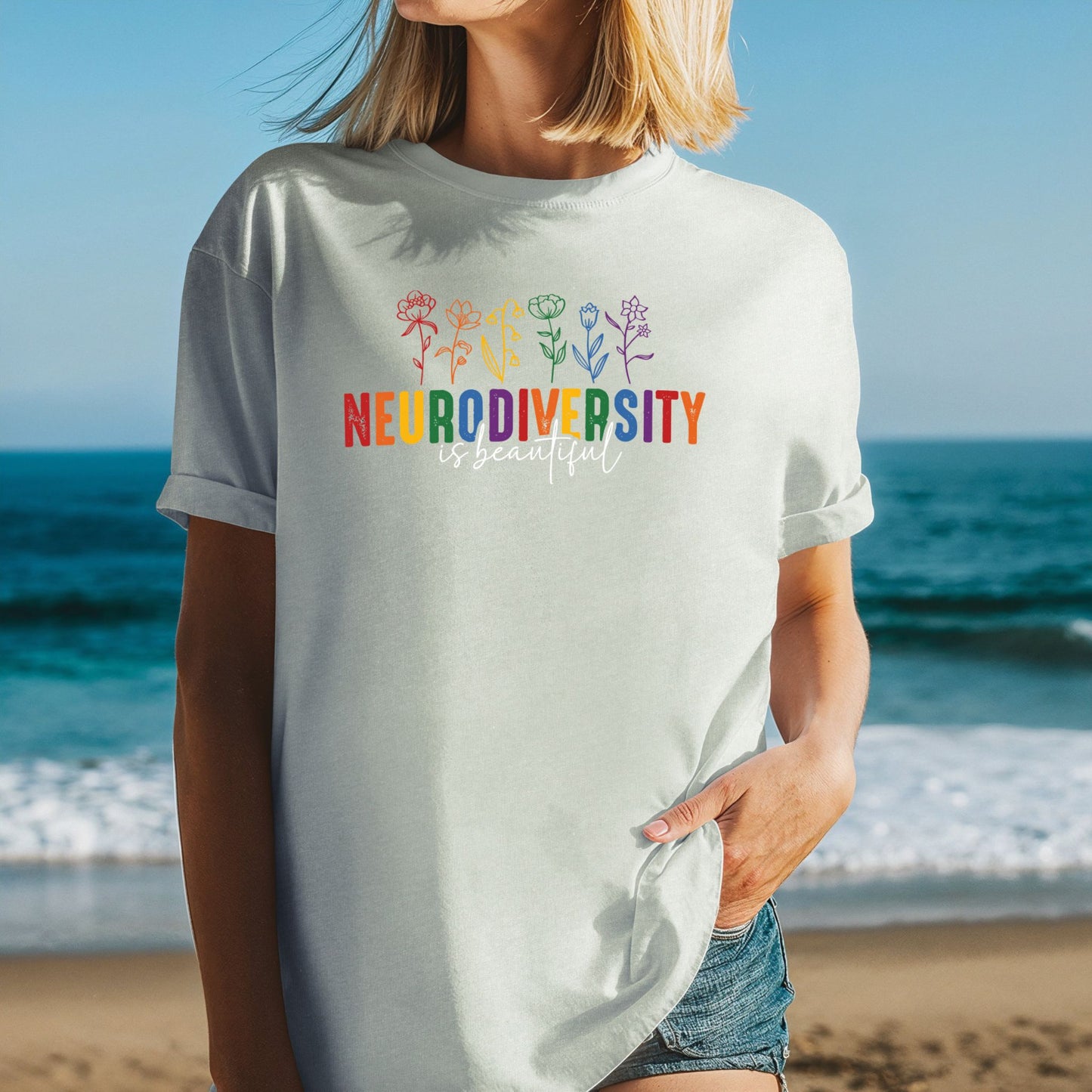 Neurodiversity Is Beautiful Flowers Signature T-Shirt ADULT