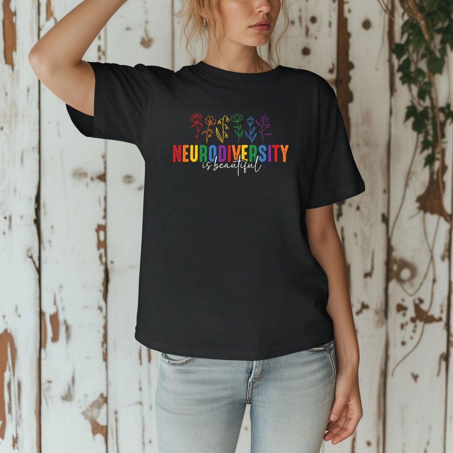 Neurodiversity Is Beautiful Flowers Signature T-Shirt ADULT