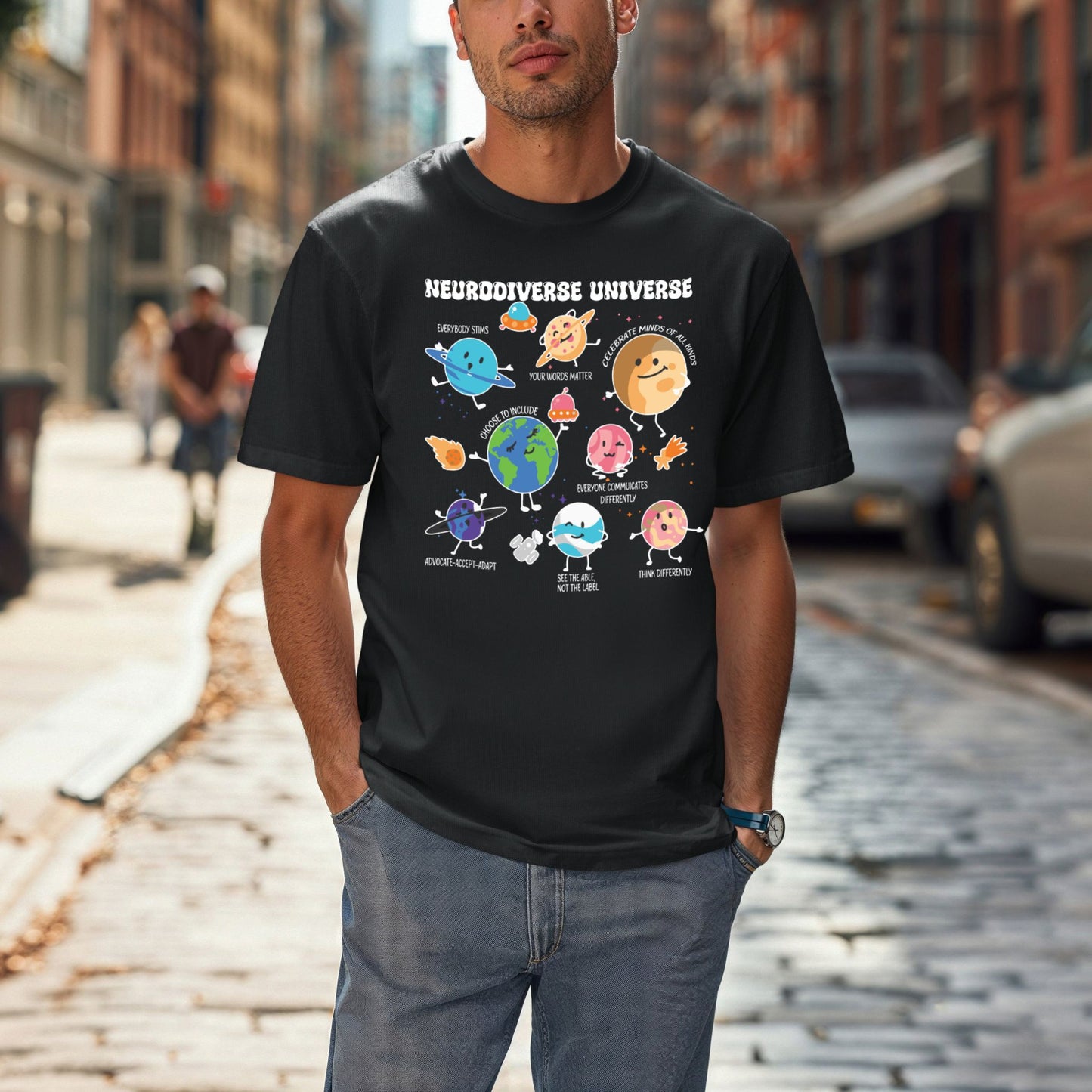 Neurodiversity Planets Universe Signature T-Shirt | ADULT