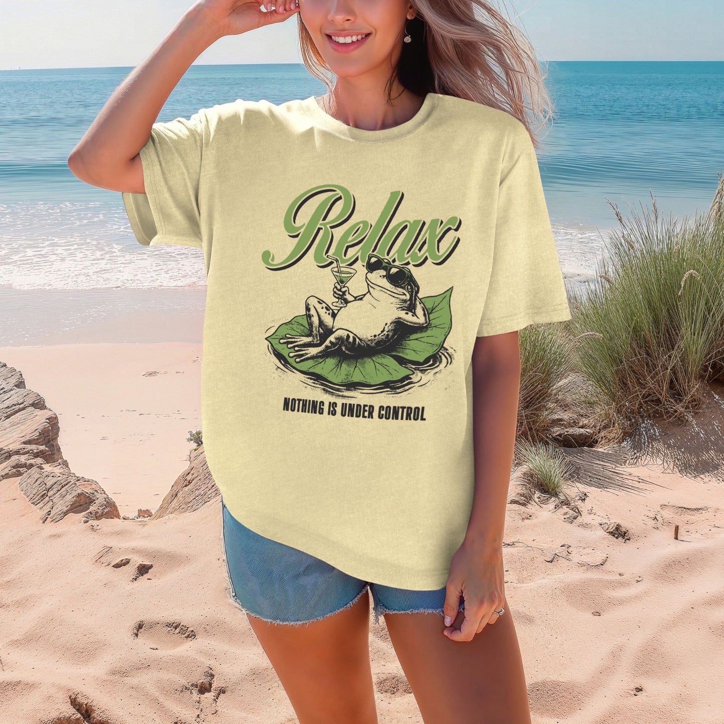 Relax Nothing Under Control Frog Graphic T-Shirt YOUTH