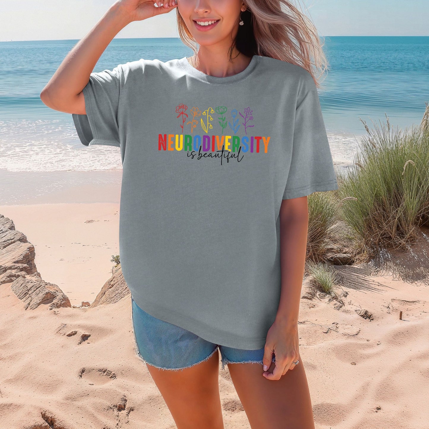 Neurodiversity Is Beautiful Flowers Classic T-Shirt ADULT