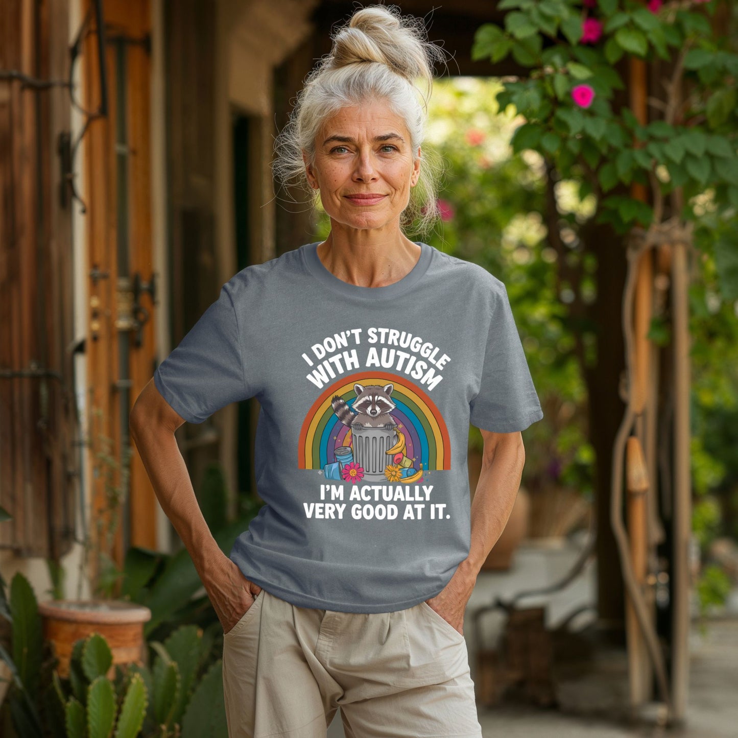I Don’t Struggle With Autism Raccoon T-Shirt | ADULT