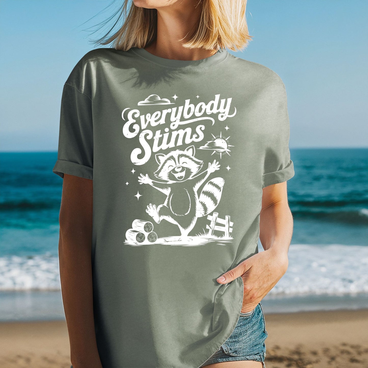 Everybody Stims Raccoon Signature T-Shirt ADULT