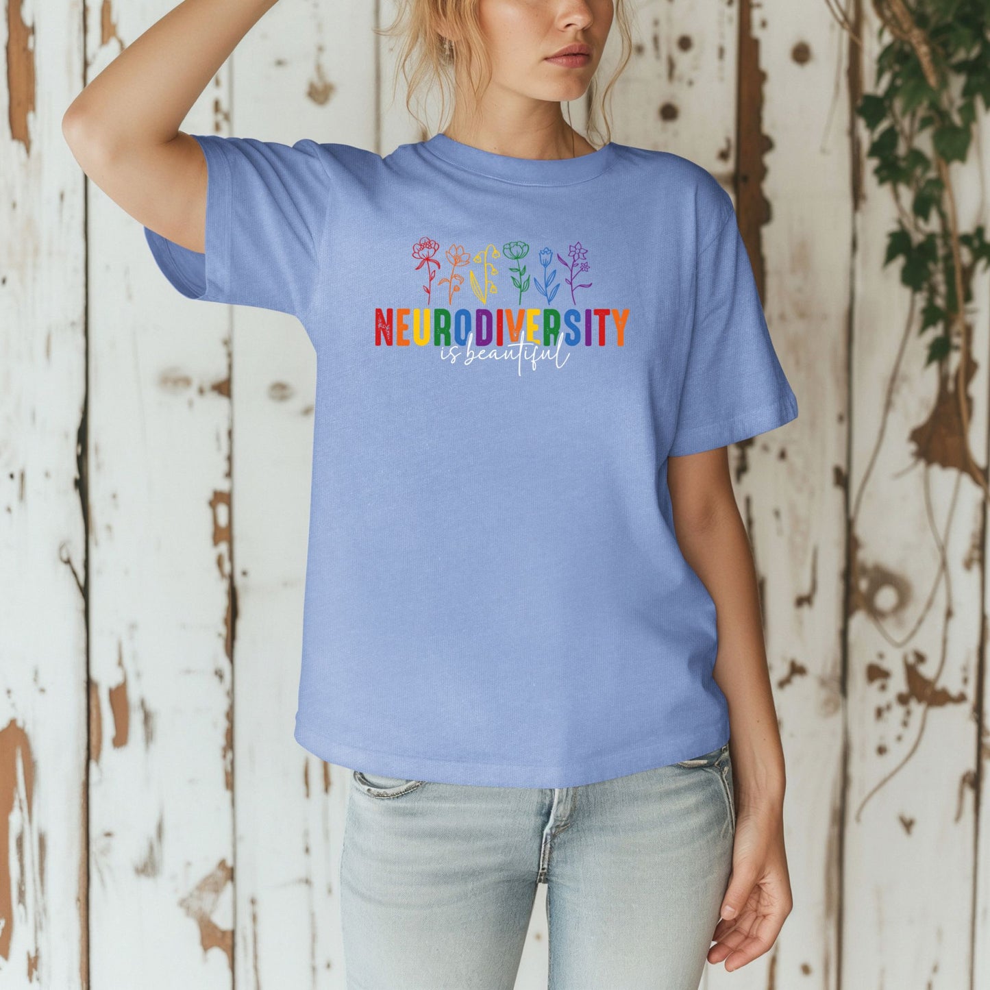 Neurodiversity Is Beautiful Flowers Signature T-Shirt ADULT