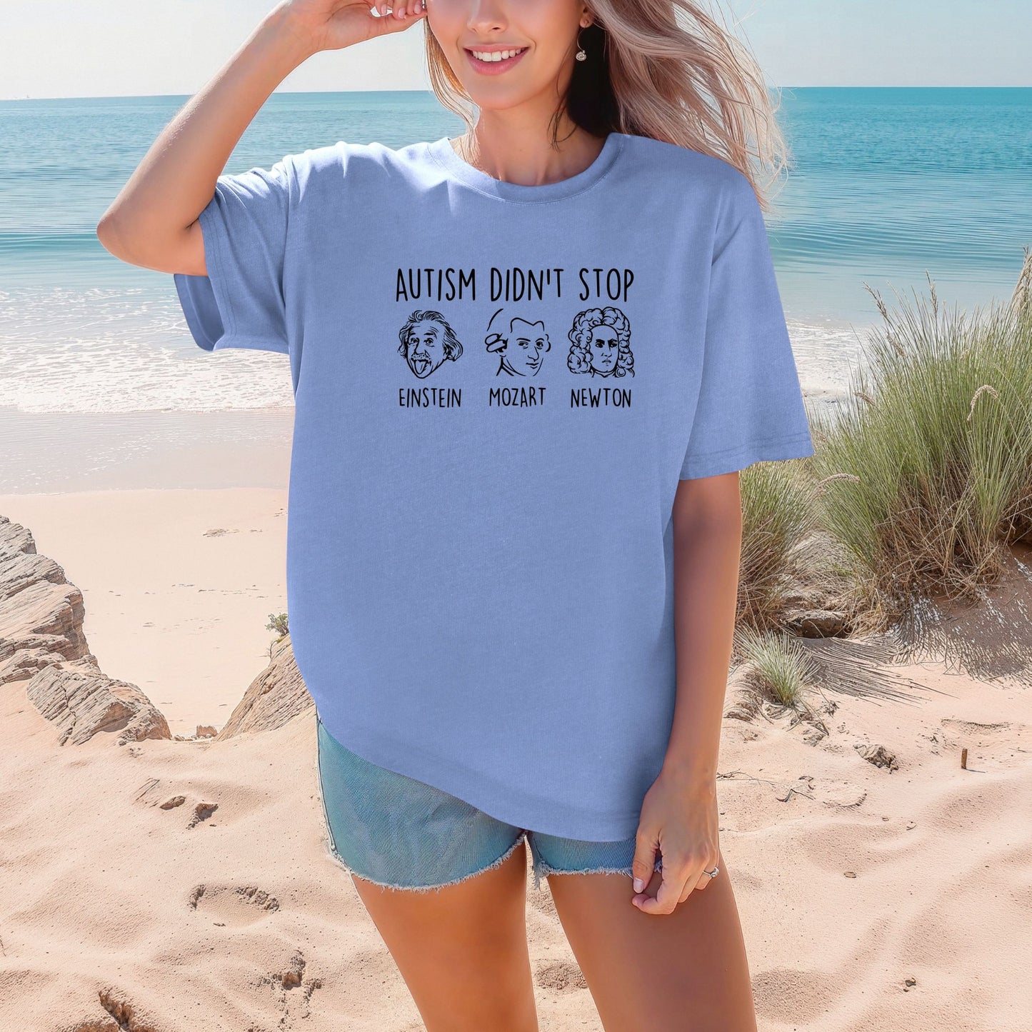 Einstein Mozart Newton Autism Awareness T-Shirt ADULT