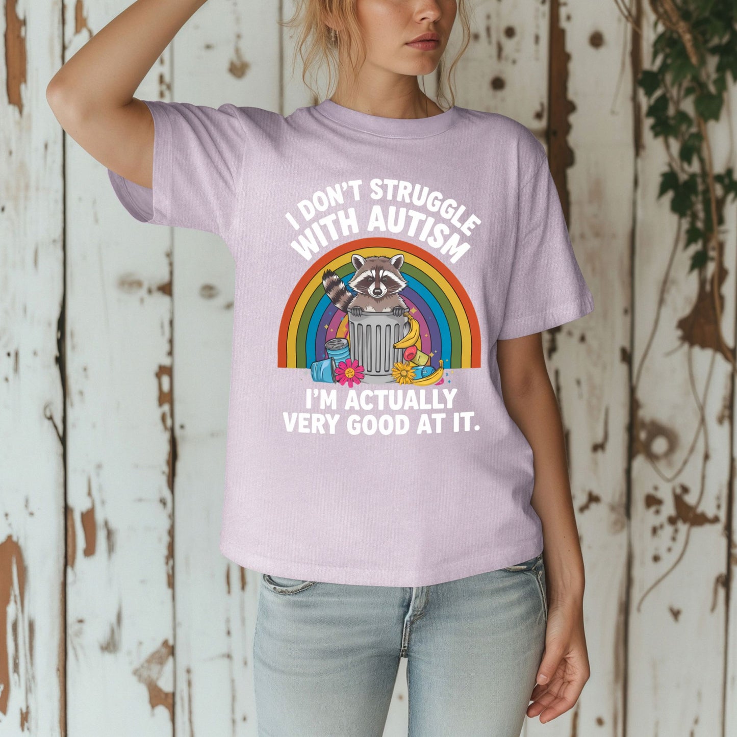 I Don’t Struggle With Autism Raccoon T-Shirt | ADULT