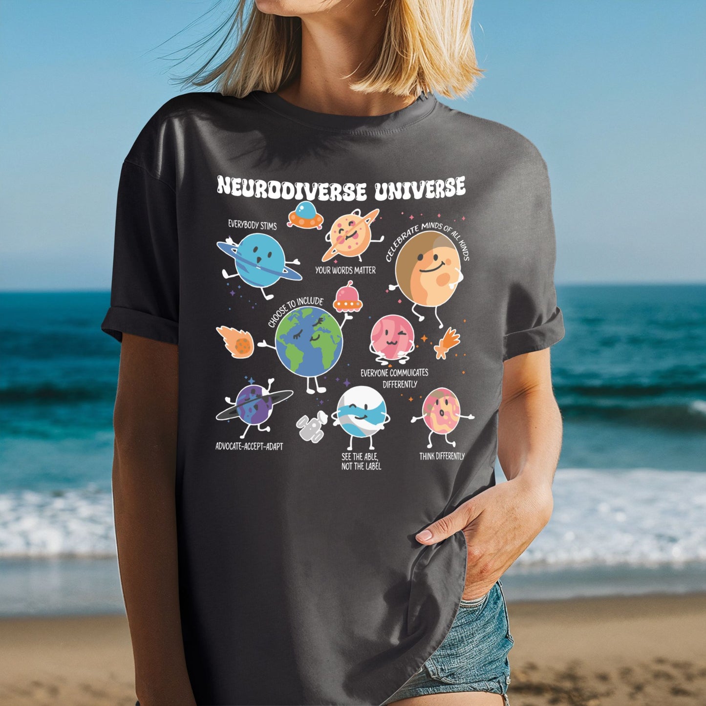 Neurodiversity Planets Universe Signature T-Shirt | ADULT