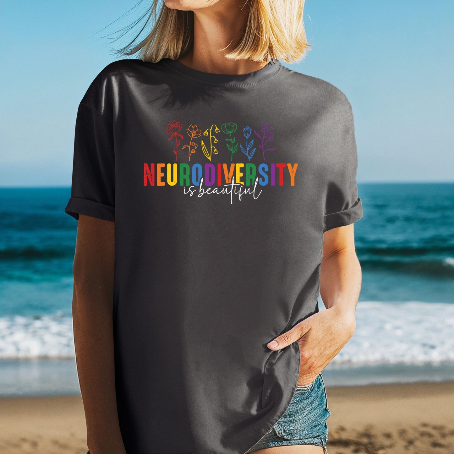 Neurodiversity Is Beautiful Flowers Signature T-Shirt ADULT