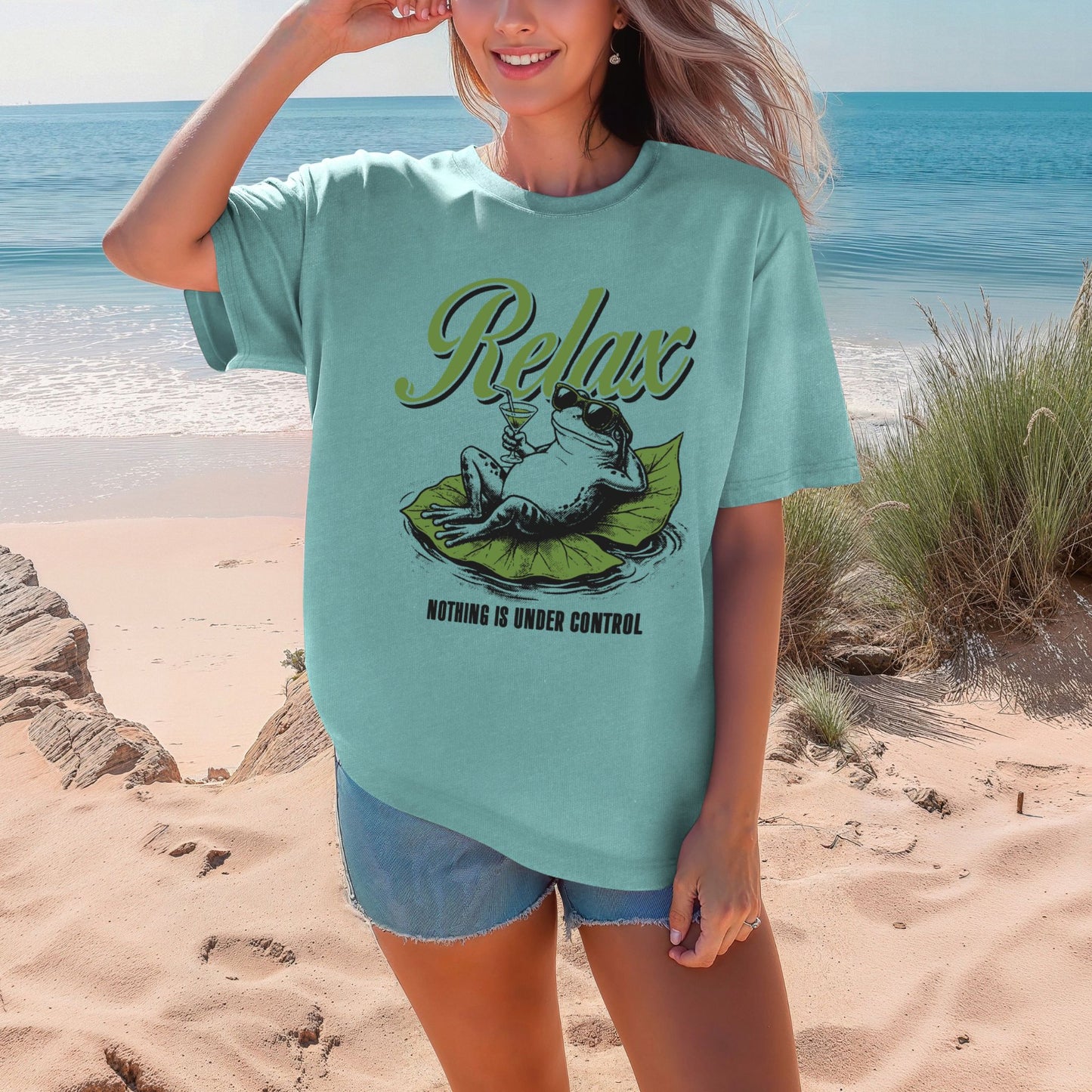 Relax Nothing Under Control Frog Graphic T-Shirt YOUTH