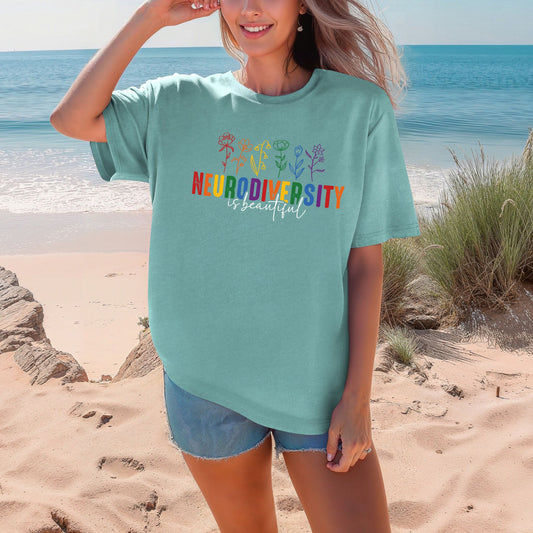 Neurodiversity Is Beautiful Flowers Signature T-Shirt YOUTH
