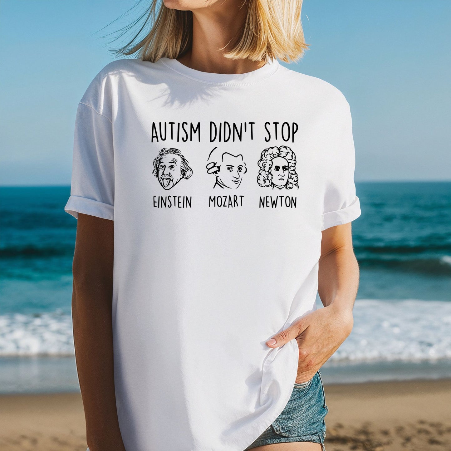 Einstein Mozart Newton Autism Awareness T-Shirt ADULT