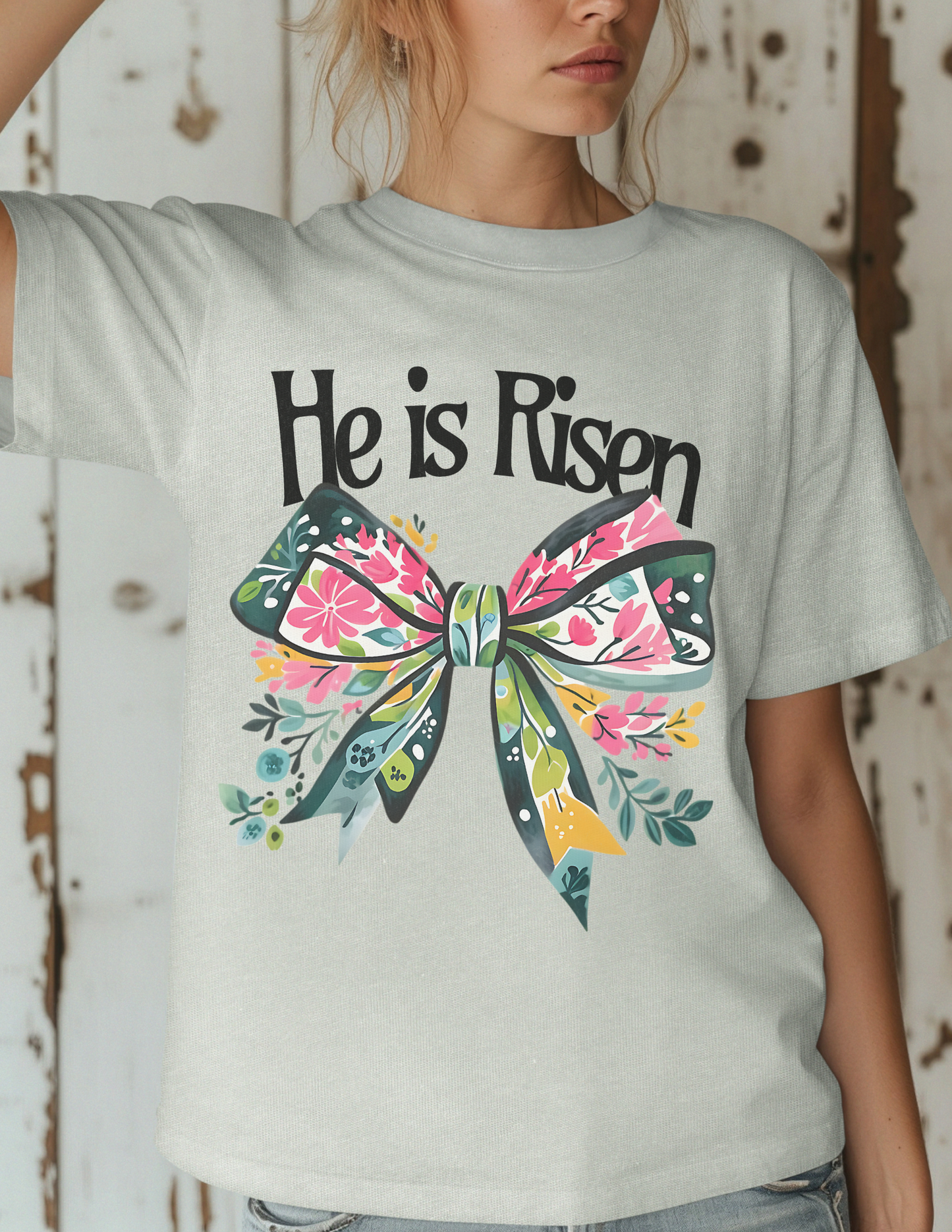 He Is Risen-Bow Tshirt