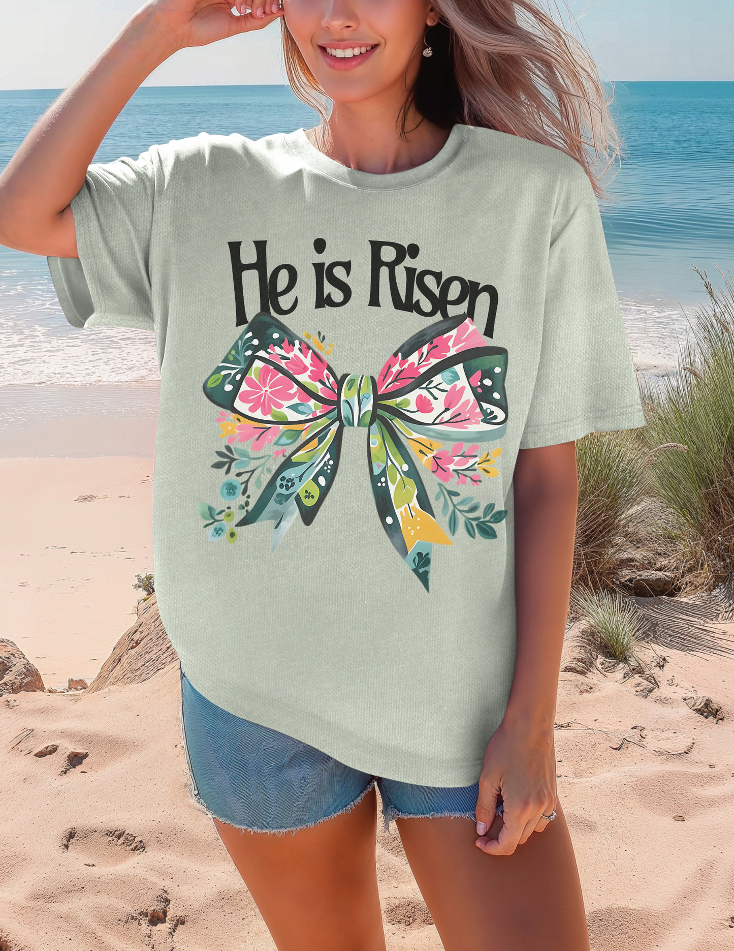 He Is Risen-Bow Tshirt