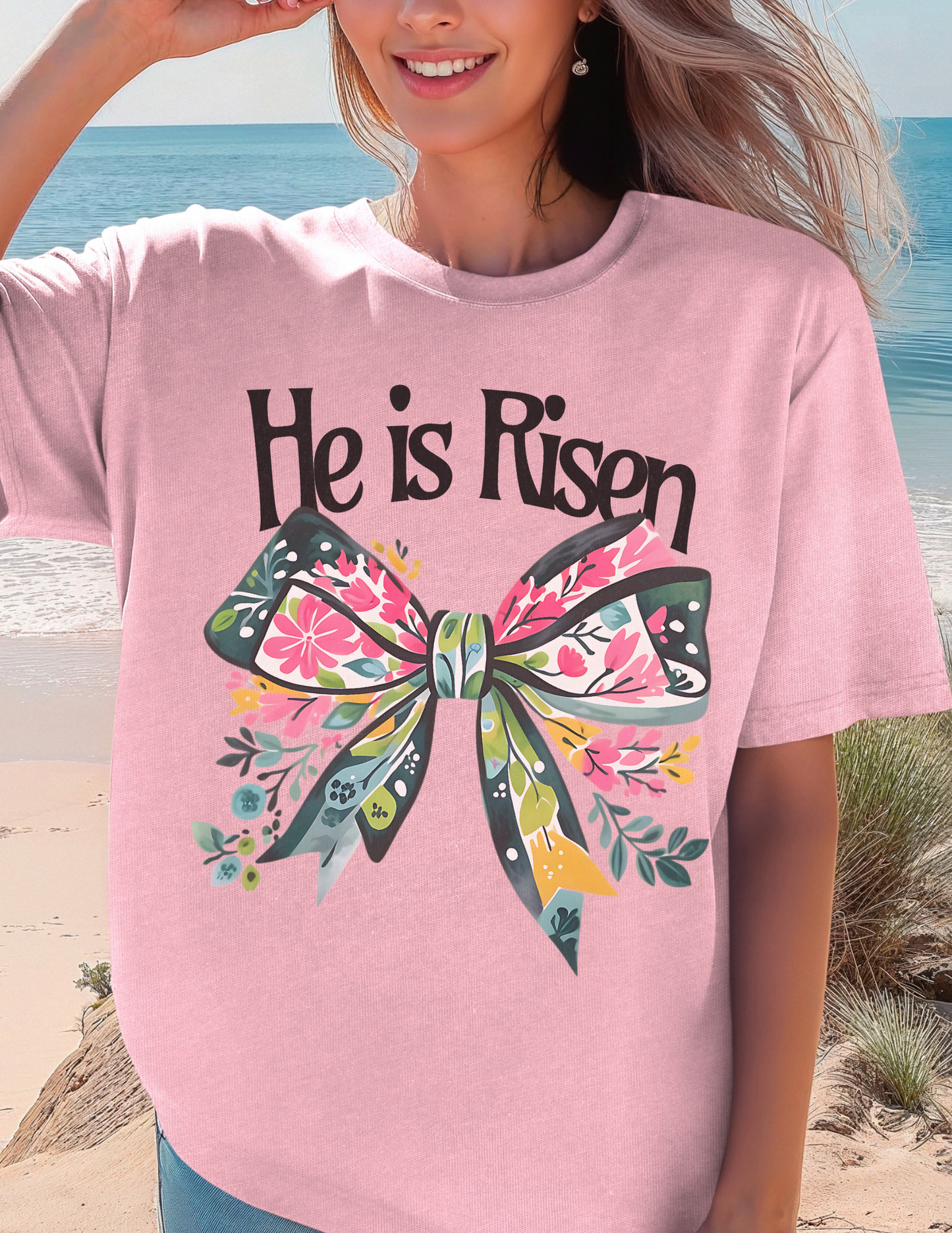 He Is Risen-Bow Tshirt