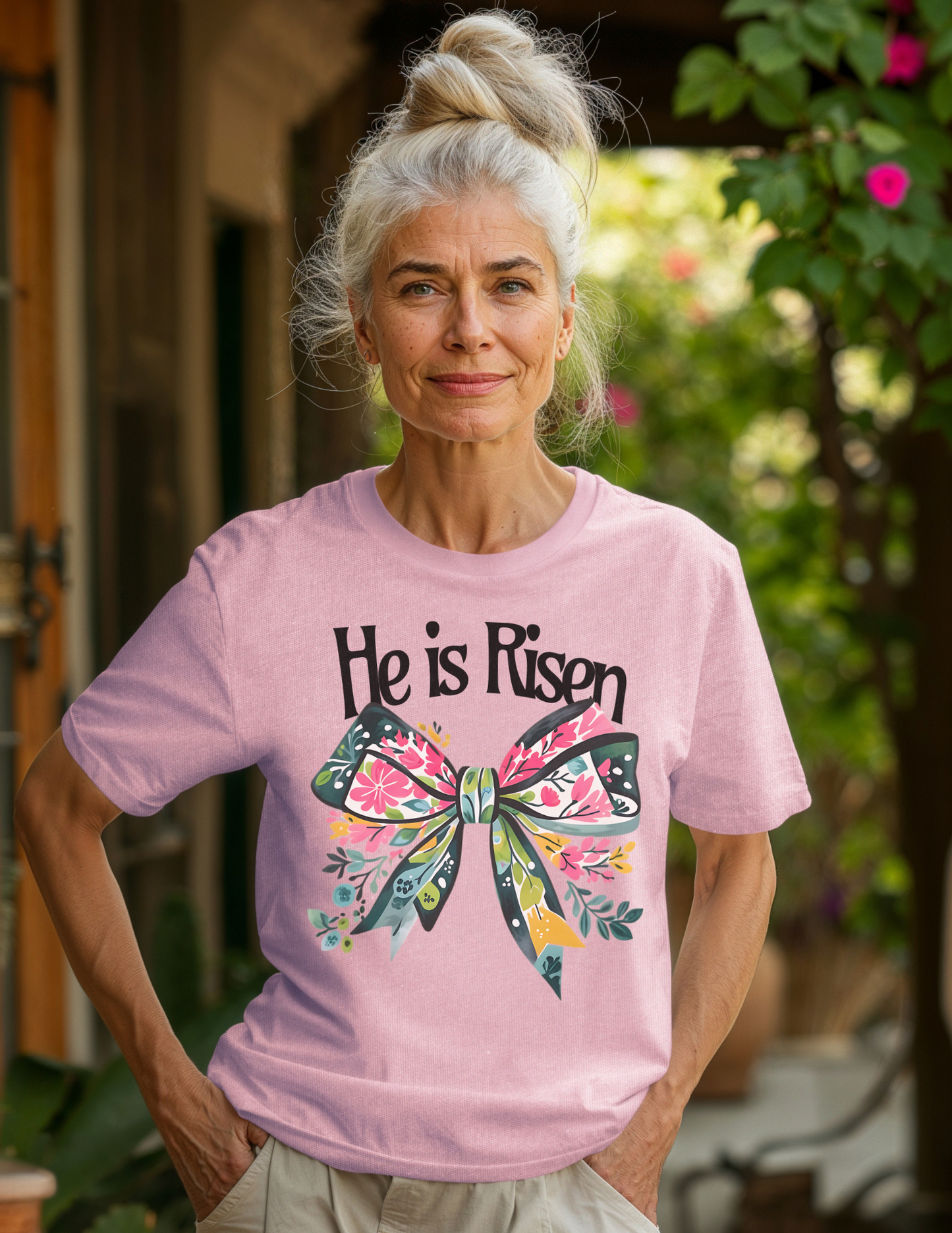 He Is Risen-Bow Tshirt