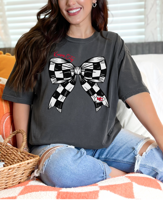 KC Chiefs Checkered Bow T-Shirt