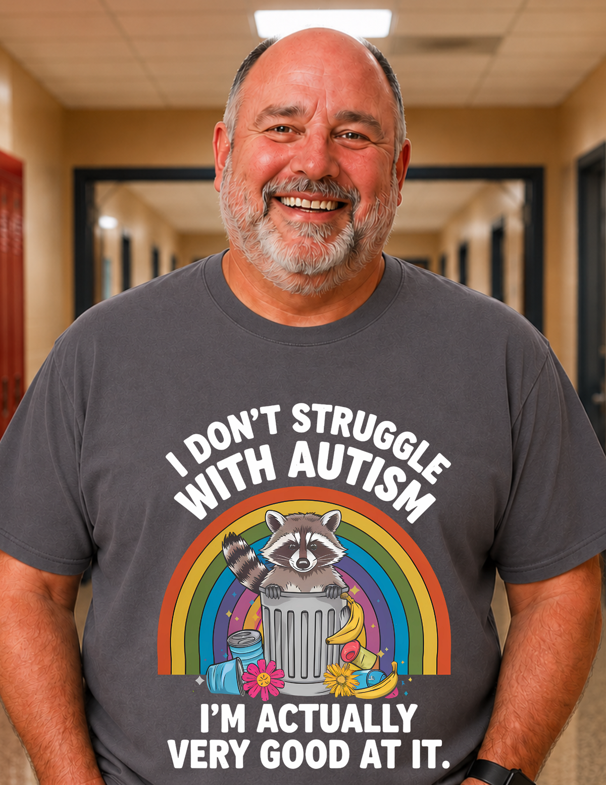 I Don’t Struggle With Autism Raccoon T-Shirt | ADULT