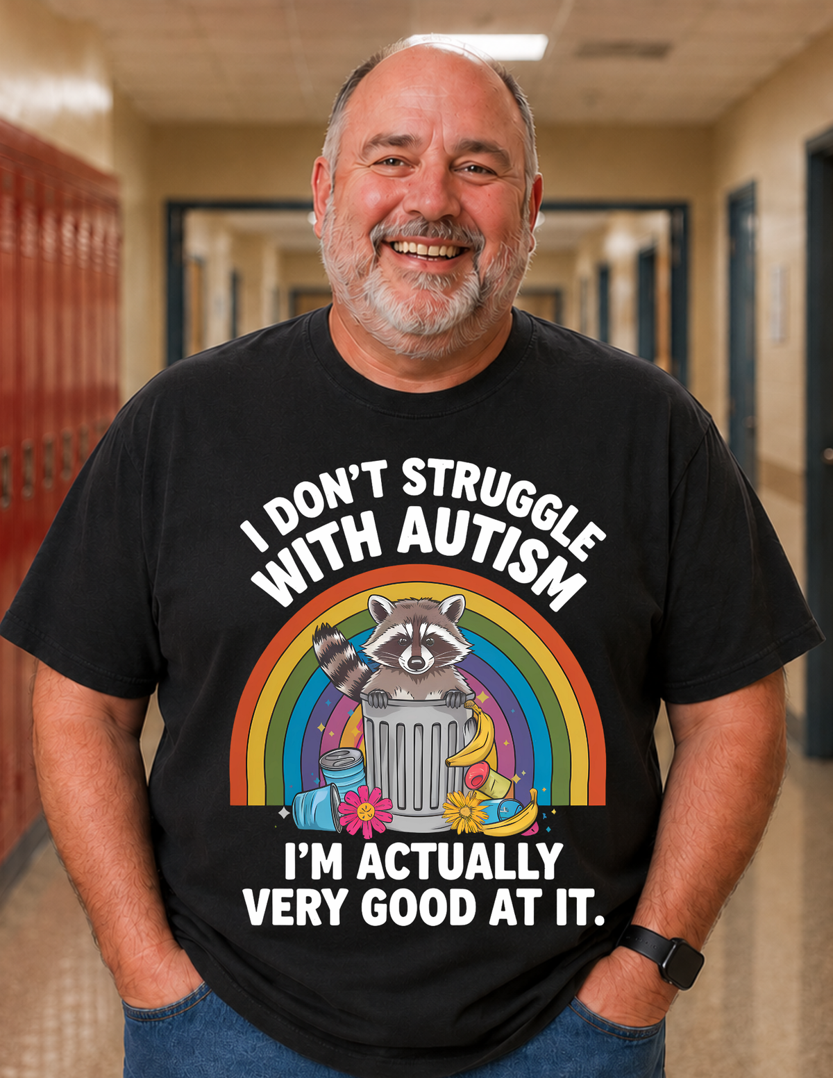 I Don’t Struggle With Autism Raccoon T-Shirt | ADULT