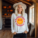 Smiley Face KC Football SWEATSHIRT  *ADULT Size*